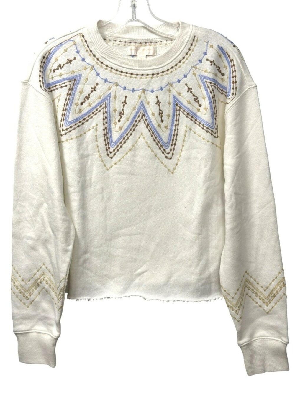 Spiritual Gangster Mazzy Crop Sweatshirt Embroidered Fair Isle Size Small NWT